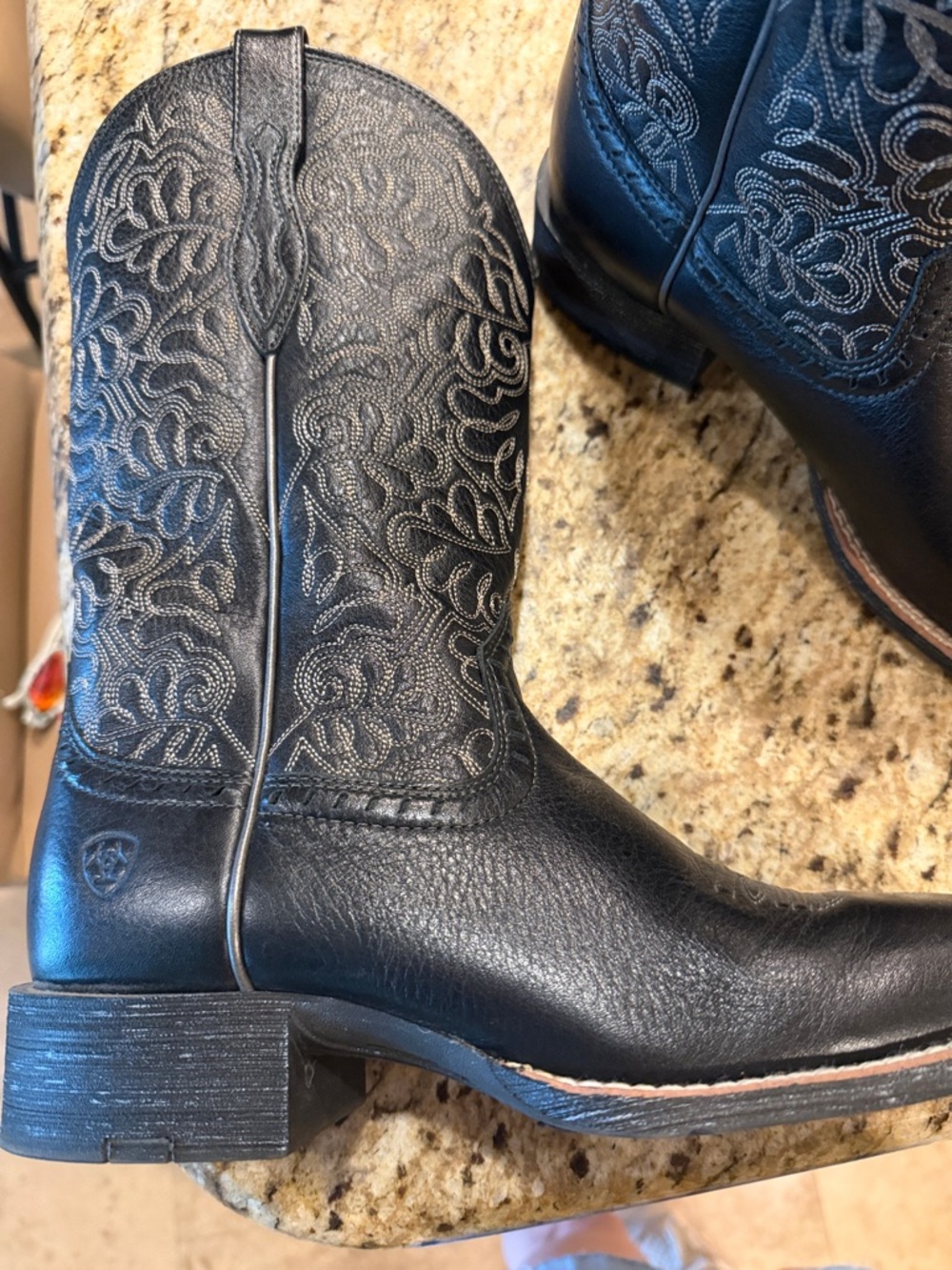 Ariat Black Leather Embroidered Western Boots